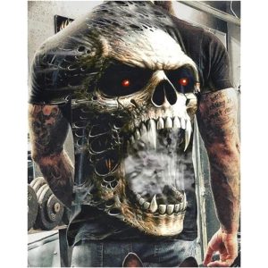 2021 Summer New Skull Printed T Shirt For Men Casual Oversized Short Sleeve Clothes Streetwear Hip Hop 3D Printing Top Tees 1