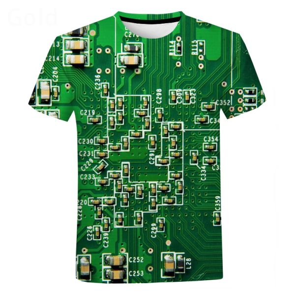 Electronic Chip Hip Hop T Shirt Men Women 3D Machine Printed Oversized T-shirt Harajuku Style Summer Short Sleeve Tee Tops 3