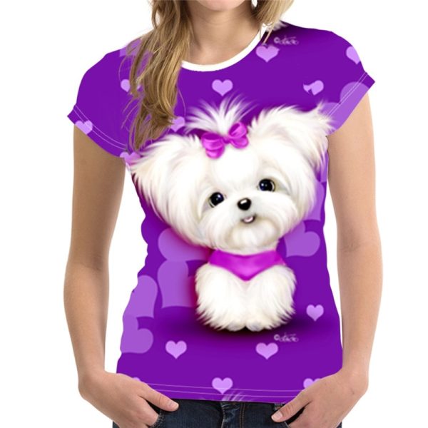 Fashion Lovely Dog 3D Print Women Ladies Girls T-Shirt Animal Harajuku Round Neck Short Sleeve Unisex Summer Tops & Tees XXS-6XL 5