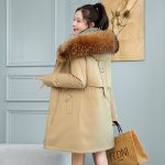 A Winter Women Fleece jacket 2021 New Casual thick warm mid-Long fur inside Hooded parkas Jackets female pocket snow coats