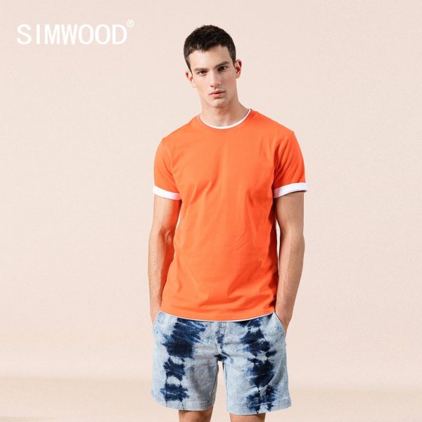 SIMWOOD 2021 Summer New 100% Cotton White Solid T Shirt Men Causal O-neck Basic T-shirt Male High Quality Classical Tops 190449 2